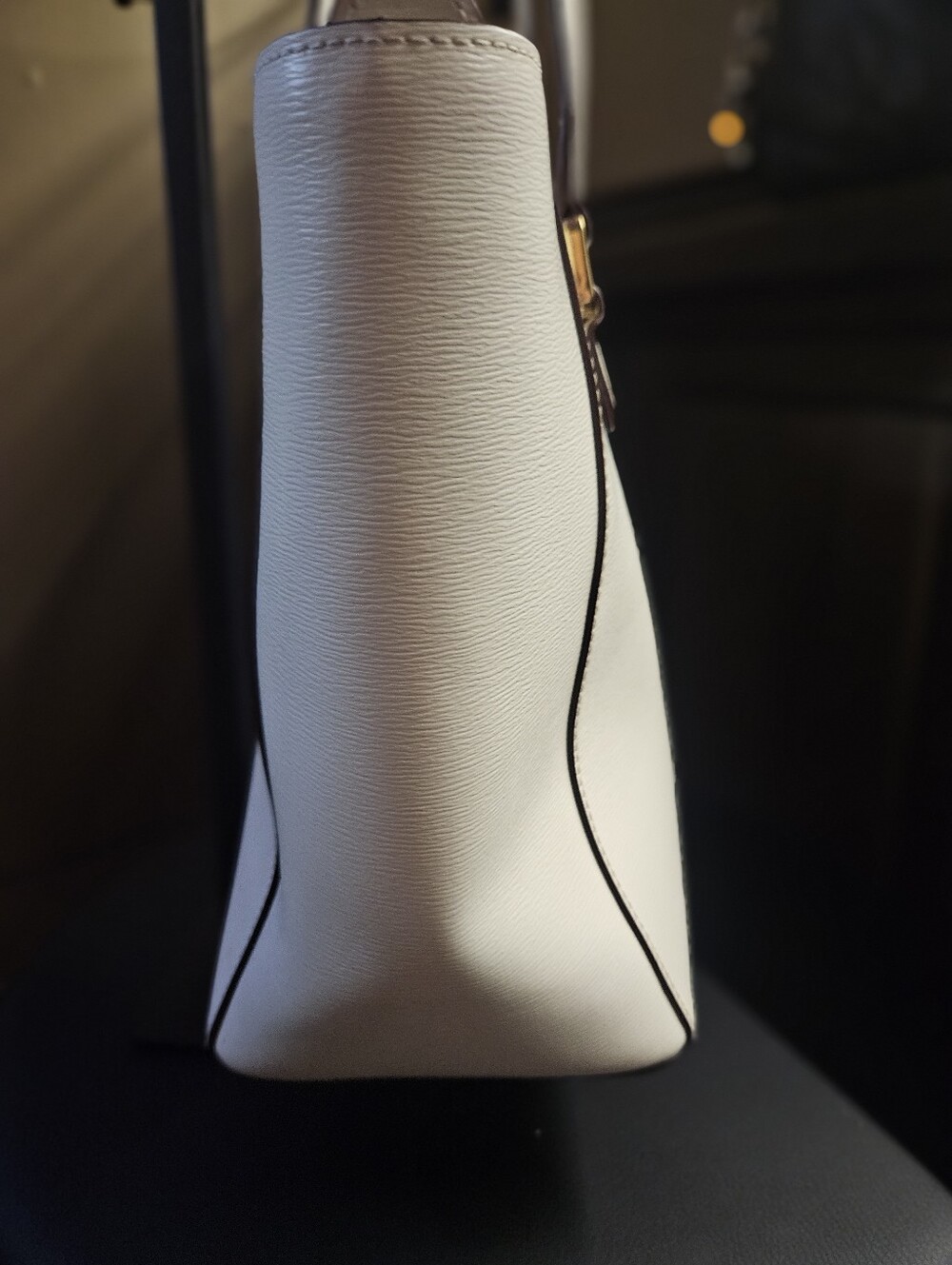 Lauren Ralph Lauren Karly Medium Crosshatch Leather Tote - Picture 8 of 9